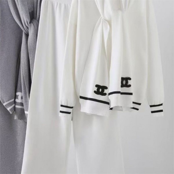 Chanel シャネルハイブランド ニット ワイドパンツ レディース セットアップ 気質 パンツスーツ 同窓会 服装 ツーピース フォーマル 上下 二点セット 秋 冬 エレガント