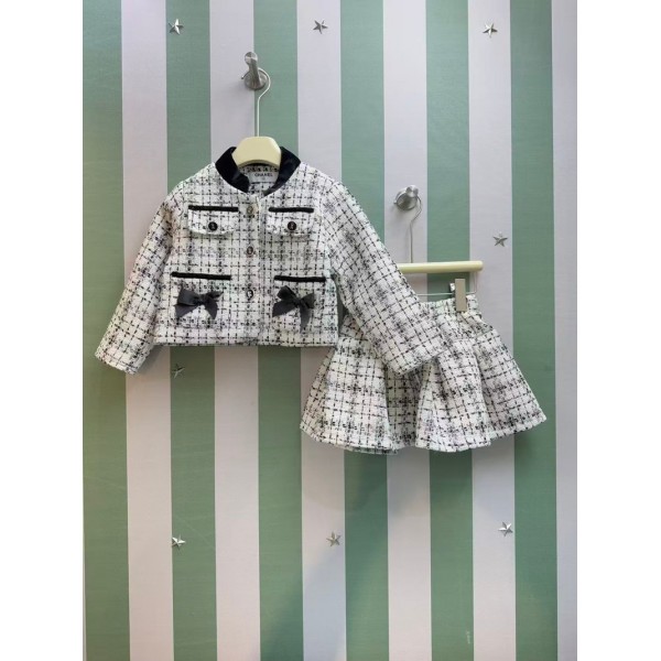 Chanel シャネルハイブランド 子供スーツ ツイードスーツ キッズ セット 90¬140cm フォーマルスーツ ガールズ スカート ジャケット ショート丈 子供服 キッズセッアップ 可愛い チャック柄 お洒落 卒業式 入学式 幼稚園 七五三 結婚式 発表会