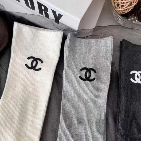 Chanel シャネルハイブランド ハイソックス ニーハイソックス レディース美脚・脚長効果 滑り止め 可愛い 女性用 靴下 ロングソックス 無地 柔らかい 伸縮性 防臭 着圧 膝下 通学 通勤 春 秋 冬用
