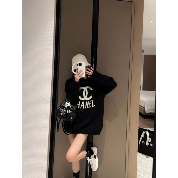 Chanel シャネルブランドセーター レディース ニット ケーブル編み ドロップショルダー 丸首 長袖 トップス 厚手 暖かい ゆったり 体型カバー 伸縮性 可愛い おしゃれ カジュアル 通勤 プルオーバー 秋 冬