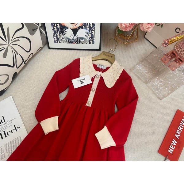 Chanel シャネルブランドワンピース ベビー服 女の子 セーター スカート ドレス 保温 ニット 厚手 ガールズ 子供 秋冬服 キッズワンピース 90¬150cm コットン 暖かい 長袖 春 秋 冬 可愛い お出かけ 通園 通学