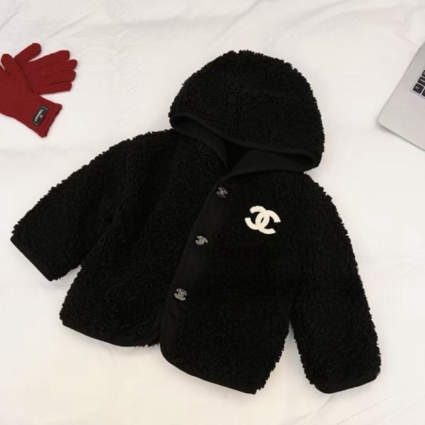 Chanel シャネルハイブランド フリースコート ボアジャケット 子供 キッズ 男の子 女の子 90-150cm フリース 冬 裏起毛 フード付き 防風 防寒 暖かい 保温 無地 ふわふわ かわいい おしゃれ ボーイズ ガールズ