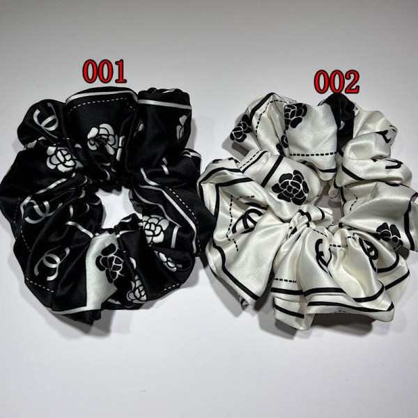 Chanel シャネルブランドシュシュ 大人 サテン 白黒 花柄 チューリップ ヘア飾り ヘアゴム オトナ レディース オシャレ 髪ゴム 仕事 可愛い ヘアアクセ ヘアシュシュ