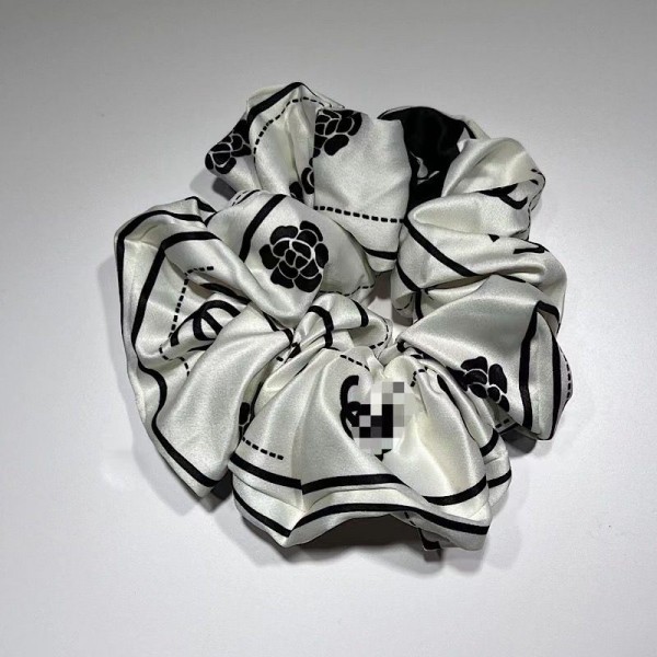 Chanel シャネルブランドシュシュ 大人 サテン 白黒 花柄 チューリップ ヘア飾り ヘアゴム オトナ レディース オシャレ 髪ゴム 仕事 可愛い ヘアアクセ ヘアシュシュ