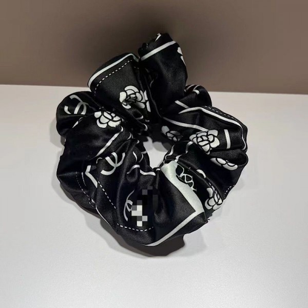 Chanel シャネルブランドシュシュ 大人 サテン 白黒 花柄 チューリップ ヘア飾り ヘアゴム オトナ レディース オシャレ 髪ゴム 仕事 可愛い ヘアアクセ ヘアシュシュ
