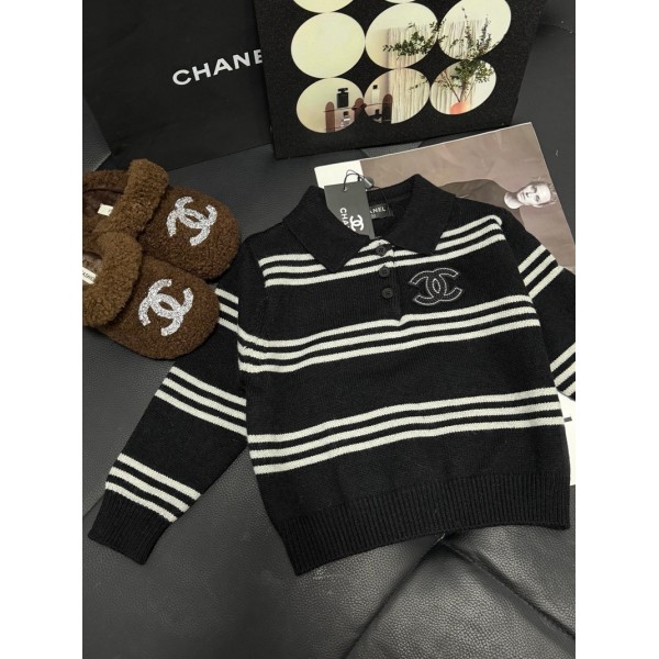 Chanel シャネルハイブランドセーター キッズ 男の子 立ち襟 ポロ ニットセーター 90¬160cm 厚手 暖かい 防寒 インナーシャツ ボーイズ ゆったり カジュアル 子供服 プルオーバー ストライプ おしゃれ トップス 韓国 お洒落 春 秋 冬 普段着 通園 通学
