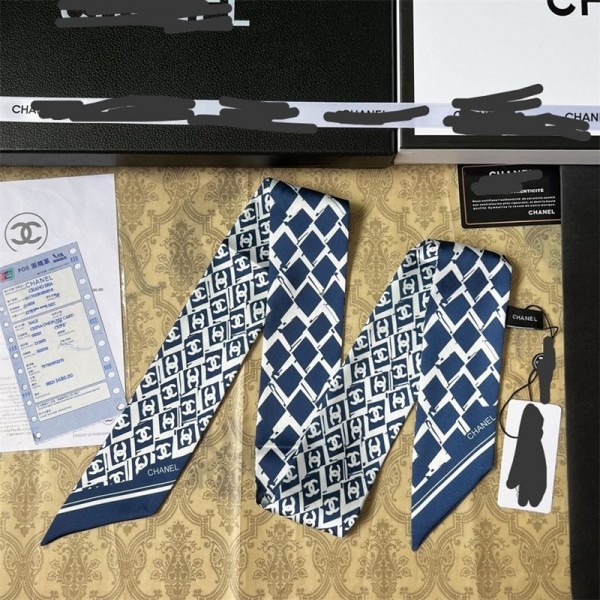 シャネルChanel レディース スカーフ シルク風 ブランドリボンスカーフ 細長 ツイリー ネッカチーフ ヘアバンド バッグ飾り 多機能 ファッション 小物 通勤 旅行 春夏秋冬 おしゃれ プレゼント