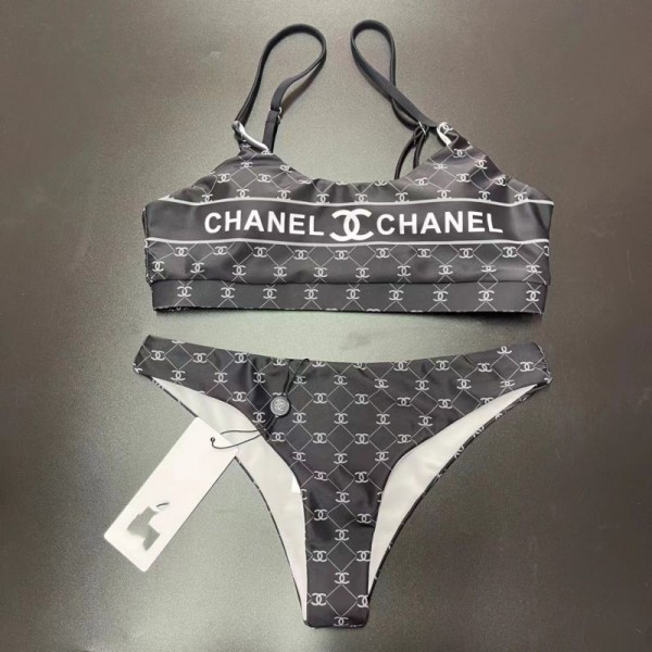 Chanel シャネルブランド水着 ビキニ レディース 2点セット スイムパンツ メンズ 三角 ビキニセット ハイレグ パッド入り キュート 盛れる セパレーツ 海水浴 ビーチパンツ(M¬3XL) 水泳 温泉 砂浜 女性用水着 S¬XL
