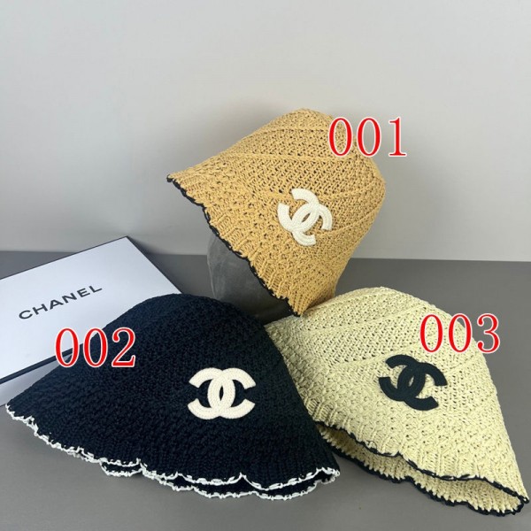 ブランドシャネルバケットハット レディース Chanel ニット帽 編み物 サマーニット シンプル 透かし編みハット 通気性 かぎ針編み ファッション小物 春 夏 秋 かわいい帽子 日常デート お出かけ