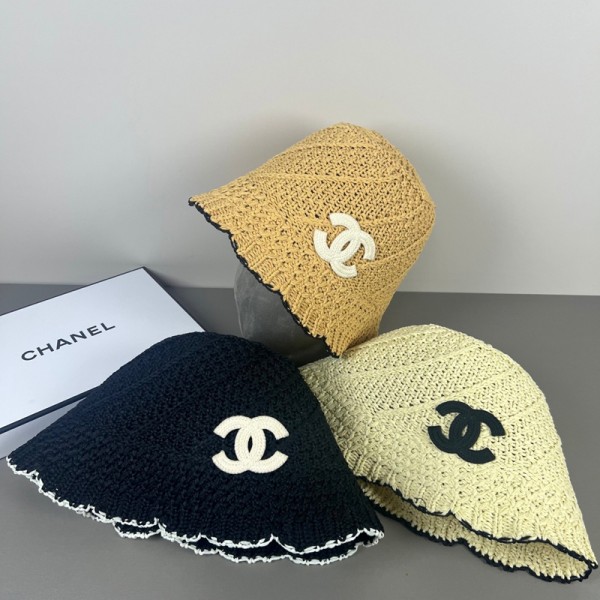 ブランドシャネルバケットハット レディース Chanel ニット帽 編み物 サマーニット シンプル 透かし編みハット 通気性 かぎ針編み ファッション小物 春 夏 秋 かわいい帽子 日常デート お出かけ