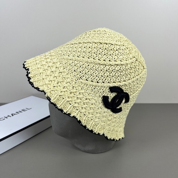 ブランドシャネルバケットハット レディース Chanel ニット帽 編み物 サマーニット シンプル 透かし編みハット 通気性 かぎ針編み ファッション小物 春 夏 秋 かわいい帽子 日常デート お出かけ