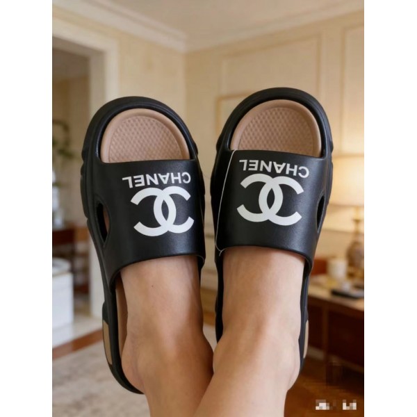 Chanel シャネル女性向けビーサン ミュール サボ ママシューズブランド ミュール  美脚 可愛いブランド ローファースリッパ 軽量レディース メンズ 室内履き スリッパ ペア カップル