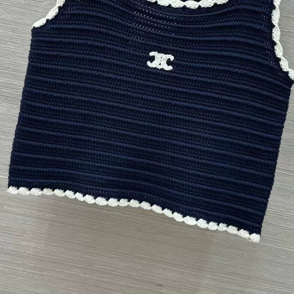 CELINE ブランド キャミソール レディース セリーヌニットタンクトップ 通気性 インナーキャミソール トップス リブニット サスペンダーショート S-XL