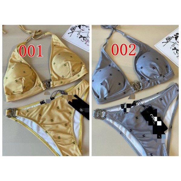 Chanel シャネルハイブランド水着 ビキニ レディース 2点セット セクシー 三角 ハイレグ S-XL パッド入り キュート 無地 盛れる セパレーツ 海水浴 水泳 温泉 砂浜 女性用水着 フリーサイズ