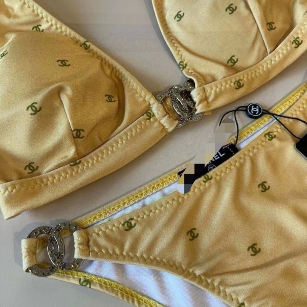 Chanel シャネルハイブランド水着 ビキニ レディース 2点セット セクシー 三角 ハイレグ S-XL パッド入り キュート 無地 盛れる セパレーツ 海水浴 水泳 温泉 砂浜 女性用水着 フリーサイズ