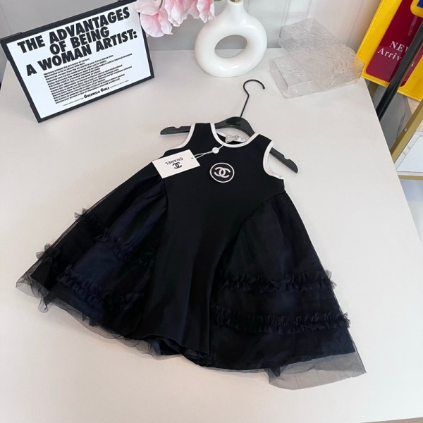 シャネルブランドチュールスカート Chanel ベビー服 ワンピース キッズ 女の子 無袖スカート ふわふわ 可愛い ノースリーブ プリンセス風 お出かけ 結婚式 90¬140cm