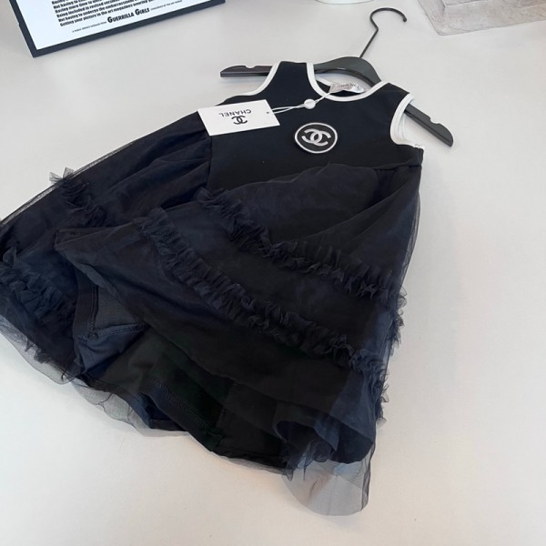 シャネルブランドチュールスカート Chanel ベビー服 ワンピース キッズ 女の子 無袖スカート ふわふわ 可愛い ノースリーブ プリンセス風 お出かけ 結婚式 90¬140cm