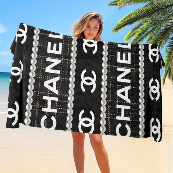 Chanel シャネルビーチバスタオル 激安ブランドスポーツタオル メンズハイブランドシャワータオル 大幅 吸水タオルタオルブランド 人気 女性