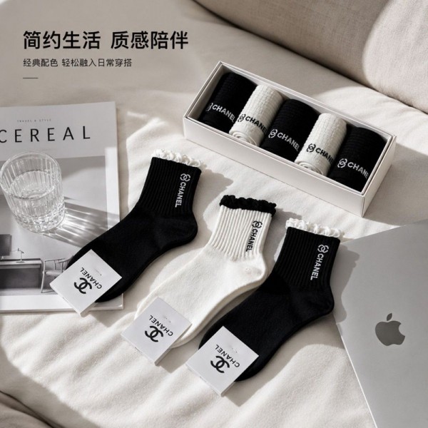 Chanel シャネルブランド ストッキング 大人気コットン 靴下 メンズ 通気性ブランドミドルソックス 高品質上質な コットン ソックス くつした