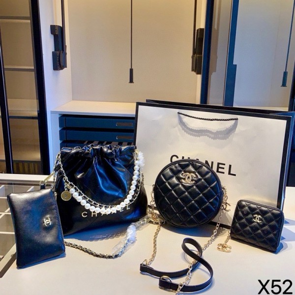 ハイブランドバッグシャネルCHANELレディースバッグ 3 点セット パールチェーン巾着バッグ 丸型ショルダーバッグ ミニ財布シャネルCHANELキルティング調 3 点バッグセット パール付き巾着バッグ 丸バッグ ミニウォレット