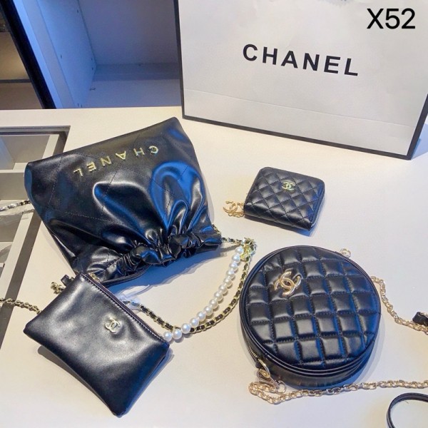 ハイブランドバッグシャネルCHANELレディースバッグ 3 点セット パールチェーン巾着バッグ 丸型ショルダーバッグ ミニ財布シャネルCHANELキルティング調 3 点バッグセット パール付き巾着バッグ 丸バッグ ミニウォレット