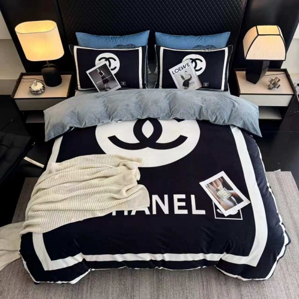 Chanel シャネルブランド寝具 4点セットシングル セミダブル ダブル 布団カバー セットハイブランド激安寝具偽物新作寝具 有名ブランド