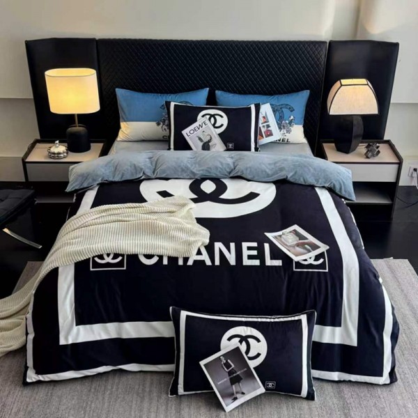 Chanel シャネルブランド寝具 4点セットシングル セミダブル ダブル 布団カバー セットハイブランド激安寝具偽物新作寝具 有名ブランド