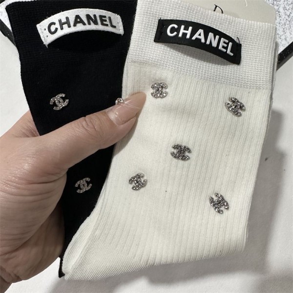 Chanel シャネルハイブランド ソックス 綿製レディース向け 靴下 かわいいブランドミドルソックス 高品質上質な コットン ソックス くつした