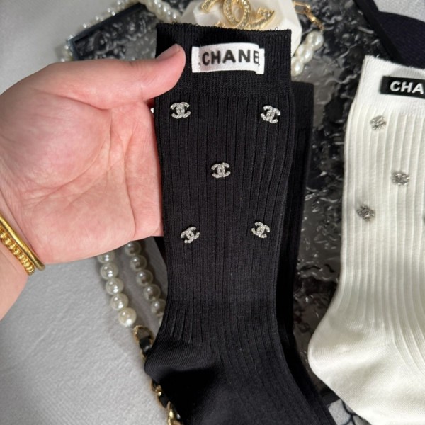 Chanel シャネルハイブランド ソックス 綿製レディース向け 靴下 かわいいブランドミドルソックス 高品質上質な コットン ソックス くつした