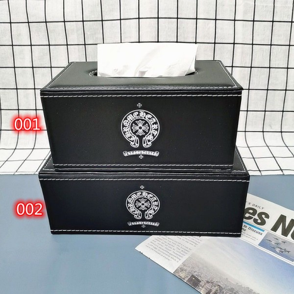 ブランド クロムハーツ ティッシュケース Chrome Hearts ティッシュカバー マグネット スタイリッシュ おしゃれ 高級 レザー調 合皮製 (ブラック)  ファッション 高品質 耐久性