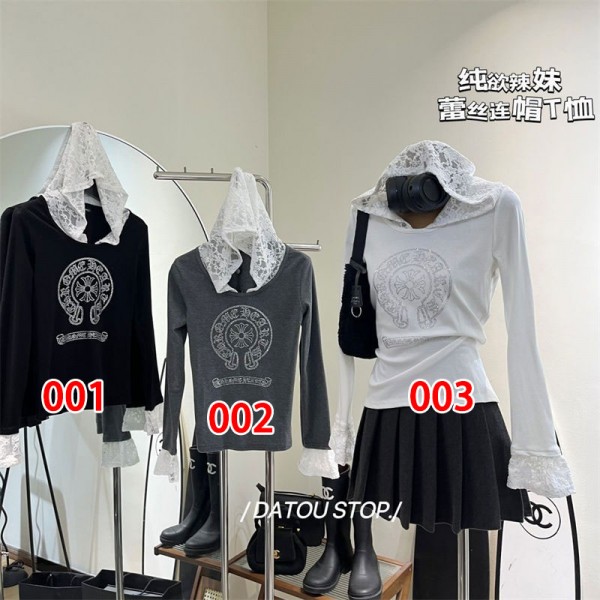 クロムハーツ Chrome Hearts 長袖 tシャツ ブランド かわいい ハイブランドtシャツ 女の子 20代 30代40代tシャツ 激安パロディ tシャツ 着痩せ ブランド