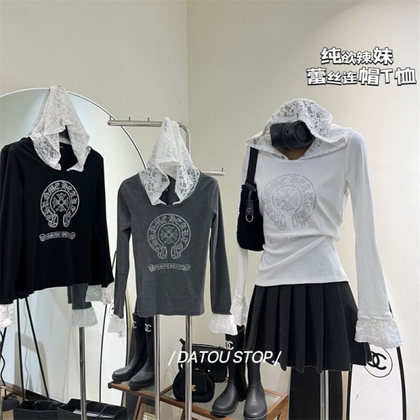 クロムハーツ Chrome Hearts 長袖 tシャツ ブランド かわいい ハイブランドtシャツ 女の子 20代 30代40代tシャツ 激安パロディ tシャツ 着痩せ ブランド