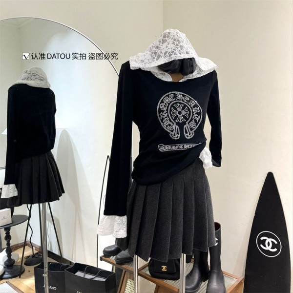 クロムハーツ Chrome Hearts 長袖 tシャツ ブランド かわいい ハイブランドtシャツ 女の子 20代 30代40代tシャツ 激安パロディ tシャツ 着痩せ ブランド