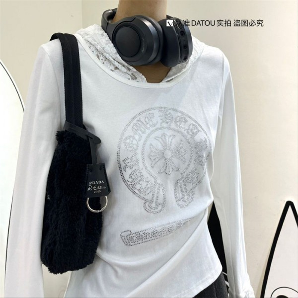 クロムハーツ Chrome Hearts 長袖 tシャツ ブランド かわいい ハイブランドtシャツ 女の子 20代 30代40代tシャツ 激安パロディ tシャツ 着痩せ ブランド