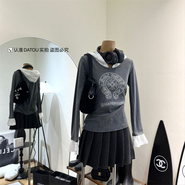 クロムハーツ Chrome Hearts 長袖 tシャツ ブランド かわいい ハイブランドtシャツ 女の子 20代 30代40代tシャツ 激安パロディ tシャツ 着痩せ ブランド