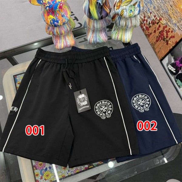 Chrome Hearts ブランド ハーフパンツ メンズ 冷感 カジュアル クロムハーツ 半ズボン ジャージ下 S-  5XL ショートパンツ スポーツ ハーフ フィットネスパンツ サイド文字デザイン 夏服