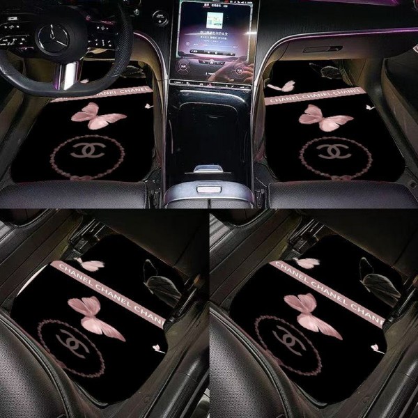 ブランドChanel カーマット 4枚セット シャネル 車 フロアマット かわいい 軽自動車 フロアマット 前席2枚・後席2枚 車用フロアマット 滑り止めマット汚れに強く 取り付け簡単 軽/普通 トラック 装飾 四季通用