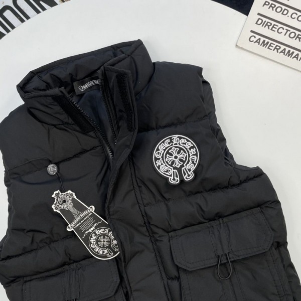 クロムハーツ Chrome Heartsブランド 中綿ベスト キッズ 男の子 女の子 袖なし チョッキ ダウンベスト 無地 子供服 ジャケット 100-160cm ノースリーブ 防寒 スクール 通園通学 秋冬 暖かい ジュニア