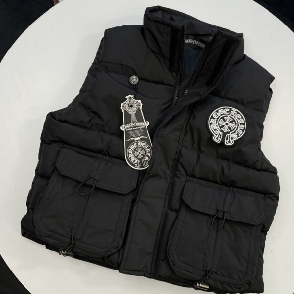 クロムハーツ Chrome Heartsブランド 中綿ベスト キッズ 男の子 女の子 袖なし チョッキ ダウンベスト 無地 子供服 ジャケット 100-160cm ノースリーブ 防寒 スクール 通園通学 秋冬 暖かい ジュニア