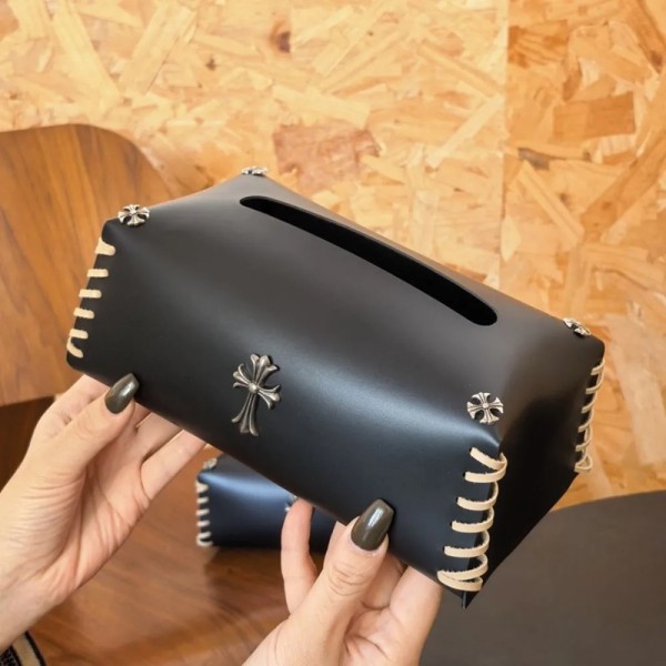 ブランドChrome Hearts ティッシュケース おしゃれ シンプル クロムハーツPUレザー ティッシュカバー ソフトパック インテリア ティッシュボックス 大きい 大容量 ティッシュ箱 ベージュ