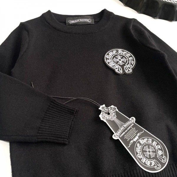 クロムハーツ Chrome Hearts ハイブランド子供服 ニットセーター 男の子 女の子 クルーネック 90-150cm 長袖 丸首 綿 キッズ 春秋冬 おしゃれ シンプル 通学 ボーイズ ガールズ 下着 インナー 防寒