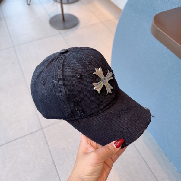 クロムハーツ Chrome Heartsハイブランド ベースボールキャップ アメカジ ヴィンテージ ワイドブリム 韓国 ウォッシュ加工 日除け止めキャップ 帽子 熱中症対策 メンズ レディース グレー