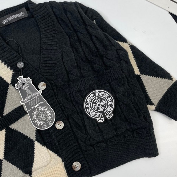 クロムハーツ Chrome Heartsハイブランド子供服 カーディガン キッズ 男の子 女の子 vネックニット セーター スクールコート 長袖 かっこいい 学校 学生 セミフォーマル 制服 春秋冬 通園通学 90¬150CM 防寒