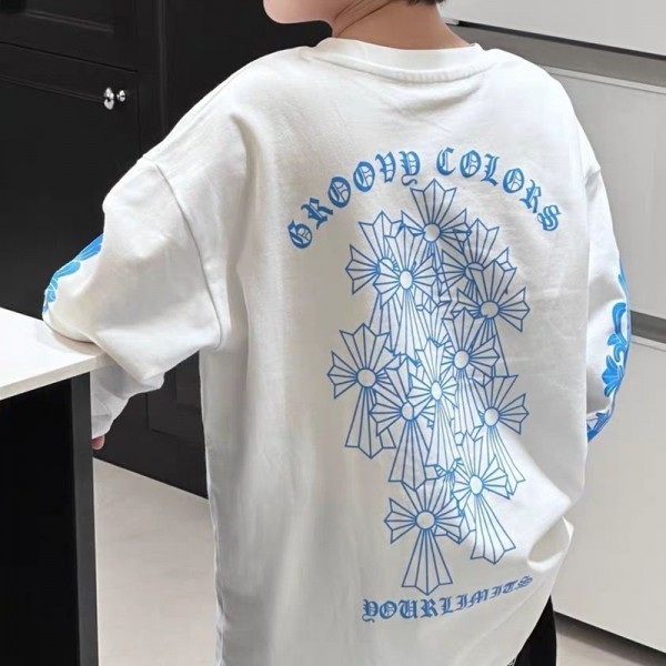 クロムハーツ Chrome Heartsブランド子供服 長袖 Tシャツ 男の子 女の子 カットソー キッズ 綿 トップス トレーナー 流行り 110-170cm ボーイズ 春秋冬 上着 インナー ベビー 男児 ストリート風 カッコイイ お洒落