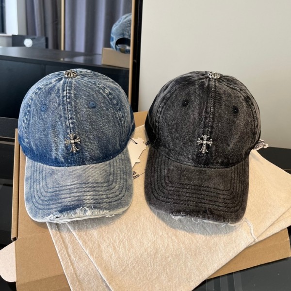 クロムハーツ Chrome Heartsハイブランドデニムキャップ メンズ レディース 帽子 CAP 金具ロゴ 調節可能 春 夏 秋 冬 軽量 カジュアル ウォッシュ加工 UVカット 日除け 紫外線対策 おしゃれ 綿100％ フェス 男女兼用