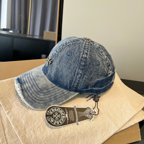 クロムハーツ Chrome Heartsハイブランドデニムキャップ メンズ レディース 帽子 CAP 金具ロゴ 調節可能 春 夏 秋 冬 軽量 カジュアル ウォッシュ加工 UVカット 日除け 紫外線対策 おしゃれ 綿100％ フェス 男女兼用