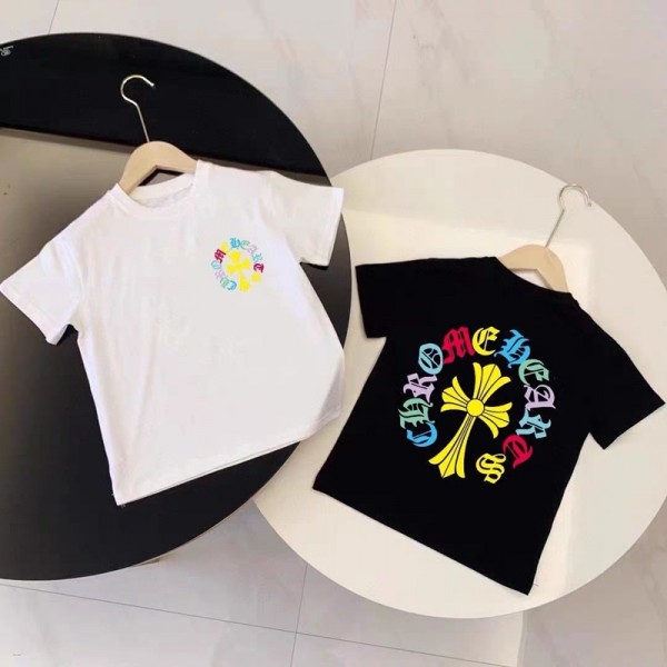 クロムハーツ Chrome Hearts子供tシャツ ハイブランド 夏 ハイブランドキッズtシャツ 偽物 ボーイズ夏tシャツ ブランド かわいい 上着tシャツ 激安 パロディ 110-160cm