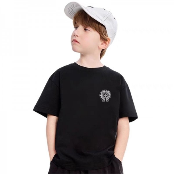 クロムハーツ Chrome Hearts 子供tシャツハイブランドプリント柄Tシャツ 半袖 キッズ 子供服 ベビー 男の子 女の子 ユニセックス 110-160CM 綿 コットン カットソー トップス お着替え 夏服