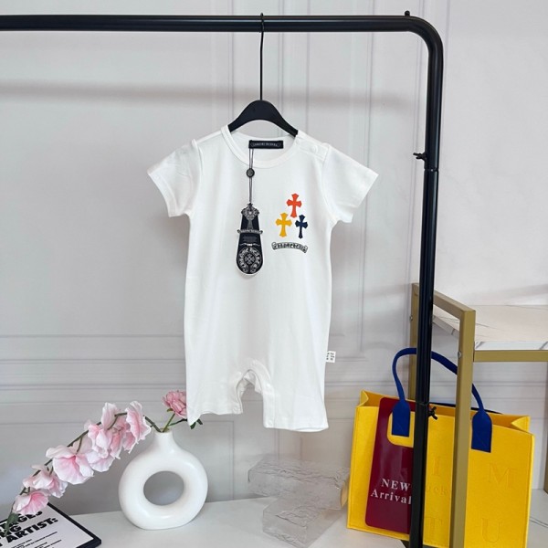 ブランドChrome hearts クロムハーツベビー服 半袖カバーオール 新生児服 綿 赤ちゃんロンパース 夏 かわいい 通園通学 おしゃれ 通気性 59¬90cm