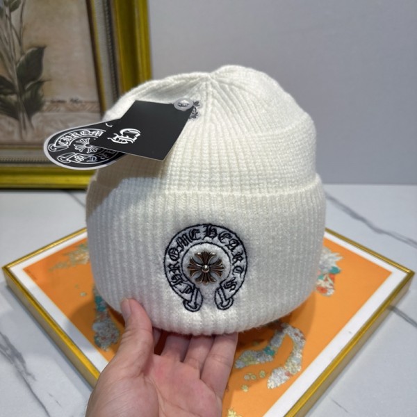 クロムハーツ Chrome Hearts 刺繍モチーフ リブ編みニットビーニー ユニセックス 6 色展開クロムハーツ ニット帽Chrome Hearts 折り返しデザイン 刺繍ニットキャップ 男女兼用 秋冬ビーニー